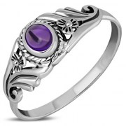 Ethnic Flower Design Amethyst Ring, r491